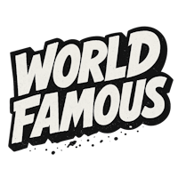 the world famous logo on a black background