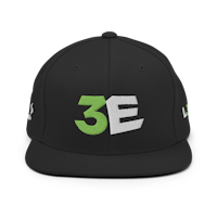 a black hat with a green logo on it